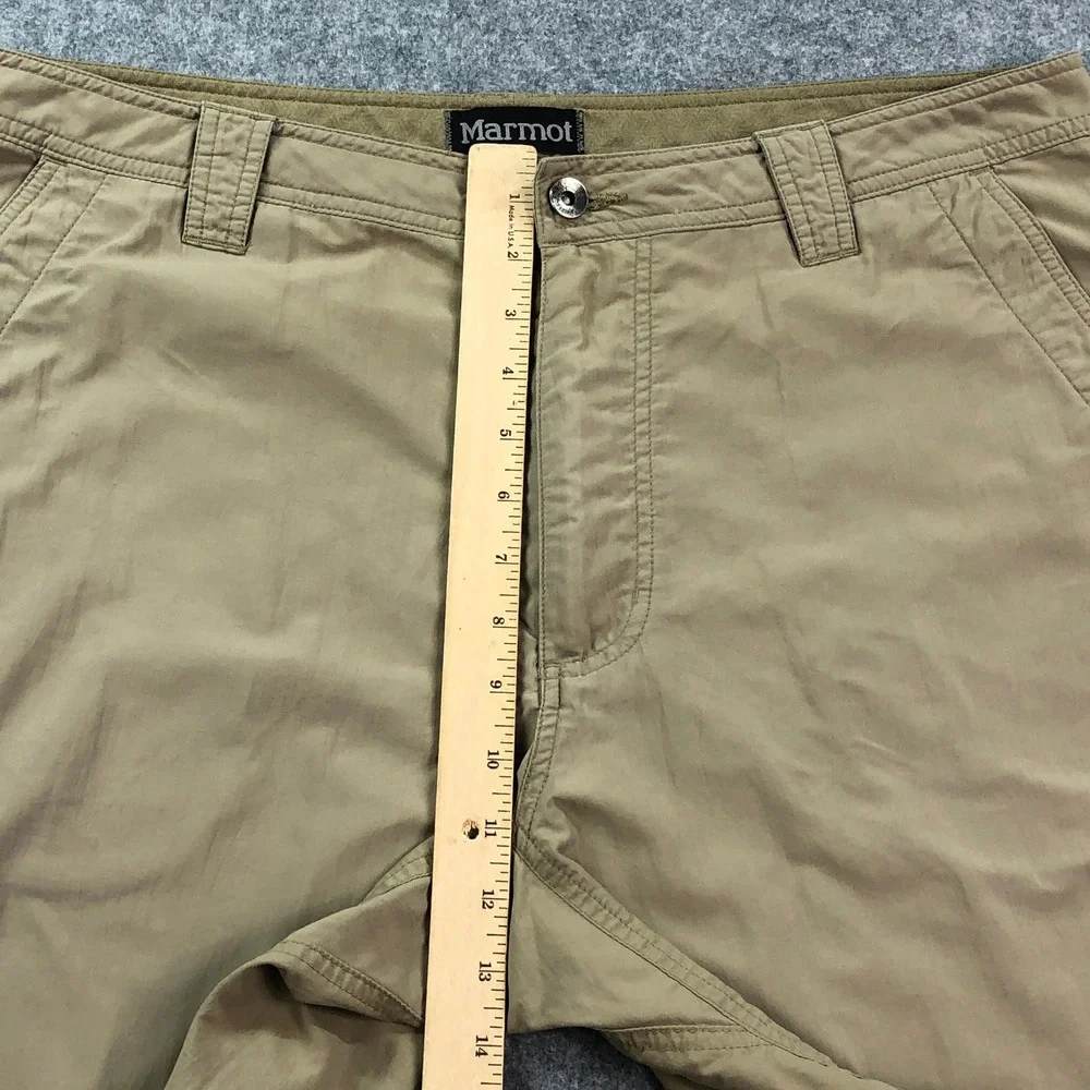 Marmot Mens Cargo Shorts 38 Tan Khaki Recycled Nylon Zipper Pocket Hiking